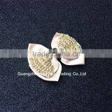 Beige Bow Flower for Shoe,Gold Beads And Plastic Beads Shoe Flower Decorations thumbnail-1