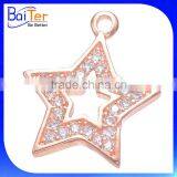 White Gold Plated Micropave Cubic Zirconia CZ 925 Sterling Silver Created Diamond Star Pendant thumbnail-2