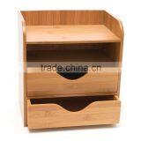 100% Bamboo Eco-friendly Living Room Storage Box Bamboo 4-Tier Desk Organizer Box