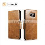 ICARER Genuine Leather Wallet Case for Samsung Galaxy S7 With Card Slots and Stand Function thumbnail-1