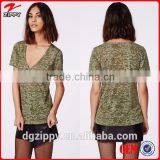 China Wholesale V Neck t Shirt Oversized Fit Custom t Shirt for Woman thumbnail-1