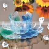 colored spray water tea coffee glass cup and saucer set