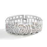 925 Solid Silver White Flower Bangle Infinity Bangles Bracelet B0802 thumbnail-1
