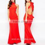 OEM Service V Neckline Waisted Bodycon Gathering Sexy Women Wrap Dress thumbnail-5