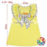 Wholesale Summer Fashion Grey Stripe Ruffle Neck Sleeveless Cotton Yellow Kids Girls Dress thumbnail-6