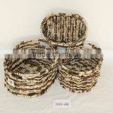 2014 New Design Beautiful Brown Maize Peel Woven Storage Basket,Three is a Set thumbnail-1
