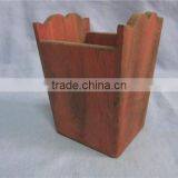 American Retro Leisure Solid Flower Barrels Wood Brush Pot thumbnail-3