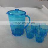 4 Glasses Cups Tumblers PS Plastic Water Pitcher thumbnail-1