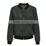 Guangzhou Clothing Ladies Top Latest Design Satin Bomber Jacket thumbnail-3