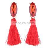 Bohemian Jewelry Big Crystal Gems With Tassel Drop Earrings for Women thumbnail-5