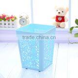 Flower Design Trash Can Office Square Plastic Waste Bin in Purple thumbnail-2