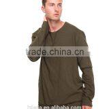 Pieced Layered Construction Raw Mens Athleisure Crew Neck Collar Longline Tees thumbnail-1