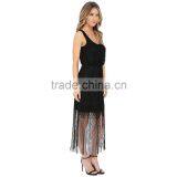 Ladies New Model Dress & Ladies Fashion Lace Dresses Black With Tassel thumbnail-4