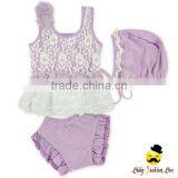Kids Purple Ruffle Diaper Little Girl Breathable Cotton Swimwear Beach Shorts thumbnail-5