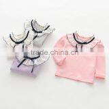 S60626B 2017 New Autumn Bowknot Long Sleeved T-shirt Baby Girl Cotton Gauze Ruffle Sweet T-shirt thumbnail-2