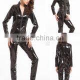 Walson Clothes Apparel Stylish Black Zipper Closure Fau Leather Catsuit thumbnail-1