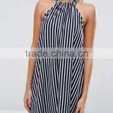 Floral Embroidery Sleeveless Summer Dress Halter Ruffles Backless Dress Apparel thumbnail-3