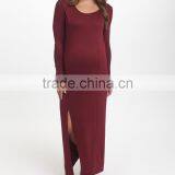 Newest Maternity Dresses With Burgundy Maternity Side-Slit Maxi Dress Fashion Women Clothing WD80817-19 thumbnail-1