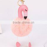 Cute Creative Fake Rex Rabbit Fur Ball Keychain Animal Pom Pom Flamingo KeyChain thumbnail-2