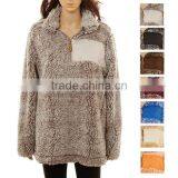 Wholesale Womens Frosted Collar Quarter Zip Sherpa Fleece Pullover thumbnail-1