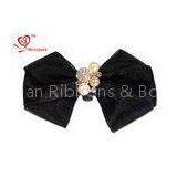 Halloween / holiday / christmas hair bows for toddlers Black Organza ribbon material With Pearls