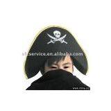 Black Pirate Flat Hat Skull Swords-Halloween Costume thumbnail-1