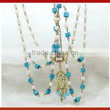 New Design Gold Crystal Beads Hair Band Elastic Headband Headmade Crystal Glass Beads Hair Band thumbnail-2