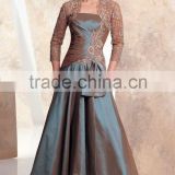 Elegant Mother of the Bride Dress with Three Quarter Sleeve Jacket and Appliques High Quality Taffeta Mother of the Bride Dress