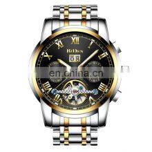 BIDEN 0190 Men Business Casual Stainless Steel Watches Calendar Automatic Mechanical Luminous Wristwatch