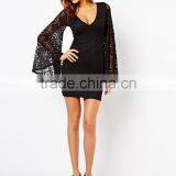 New Fashion Ladies Dress Long Sleeve Evening Dress Sexy Slim Lace Halter Dress thumbnail-2
