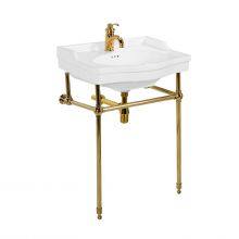 Bathroom 24 Inches Stainless Steel Console Sink With White Rectangle Vitreous China Ceramic Washbasin thumbnail-2