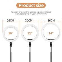 Wholesale Adjustable Selfie Led Ring Flash Light Tripod Selfie Stick With Ring Light for Phone Make up 12inch Ring Light thumbnail-4