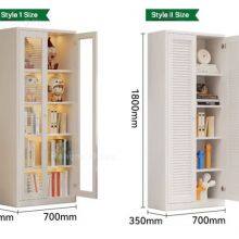 HN-L45 Minimalist Metal Bookcase With Fluted Glass, Home Office Storage Cabinet for Design Studio With Adjustable Shelves, KD Structure, Best Selling thumbnail-3