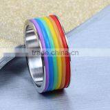 New Stainless Steel Gay Men Ring Rainbow Full Color Ring Silver Ring Gay Men Ring thumbnail-3
