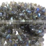 Labradorite Faceted Drops Shape Beads