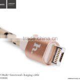 HOCO X3 Multifunctional Charging Cable For Iphone 5s/6/6s/6s Plus and Android Mobile Phone 2in1metal Nylon Weave Cable thumbnail-5