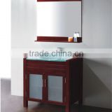 floor-mounted Red pvc bathroom cabinet with round basin