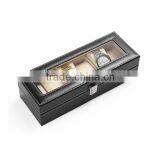 High End 6 Slot Black Luxury Leather Exclusive Watch Display Box With Lock thumbnail-3