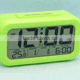 intelligent LCD clock, big digits smart night light clock with temperature