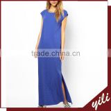 new arrival cap sleeve long maxi gown dresses with high split