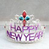 9cm HighX12cm Diameter Metallic Silver Happy New Year Plastic Tiara Tiaras and Crowns thumbnail-3