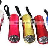 TE050 2015 Promotion Aluminum Zoom in and Out 9LED Flashlight With Lanyard