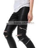Punk Rock Vegan Armor Biker 8 Metal Zipper Leather Pants Men thumbnail-1