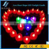 24Pcs / Box 7 Color Rechargeable Heart Shaped Tea Light Candle