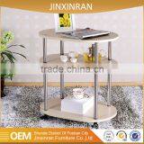 Modern Hotel Living Room 3 Tier Solid Wood Side Table With Stainless Steel Frame