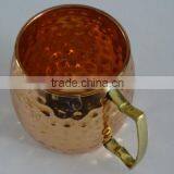 Mule Copper Barrel Mug 16 Oz. - Pure Hammered Solid Copper Barrel Mug, Handmade With Solid Brass Handle. NO Inner Lining and Tar thumbnail-3