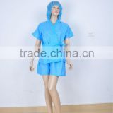 disposable blue two pcs patient gown