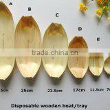 Disposable wooden tray (boat-shaped)