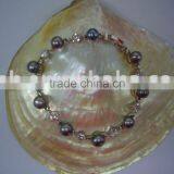 Dyed Black Frewhater Pearl Chain Style Bracelet