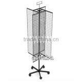 4 Sided Spinning Metal Grid Mesh Display Rack With Sign Holder thumbnail-3